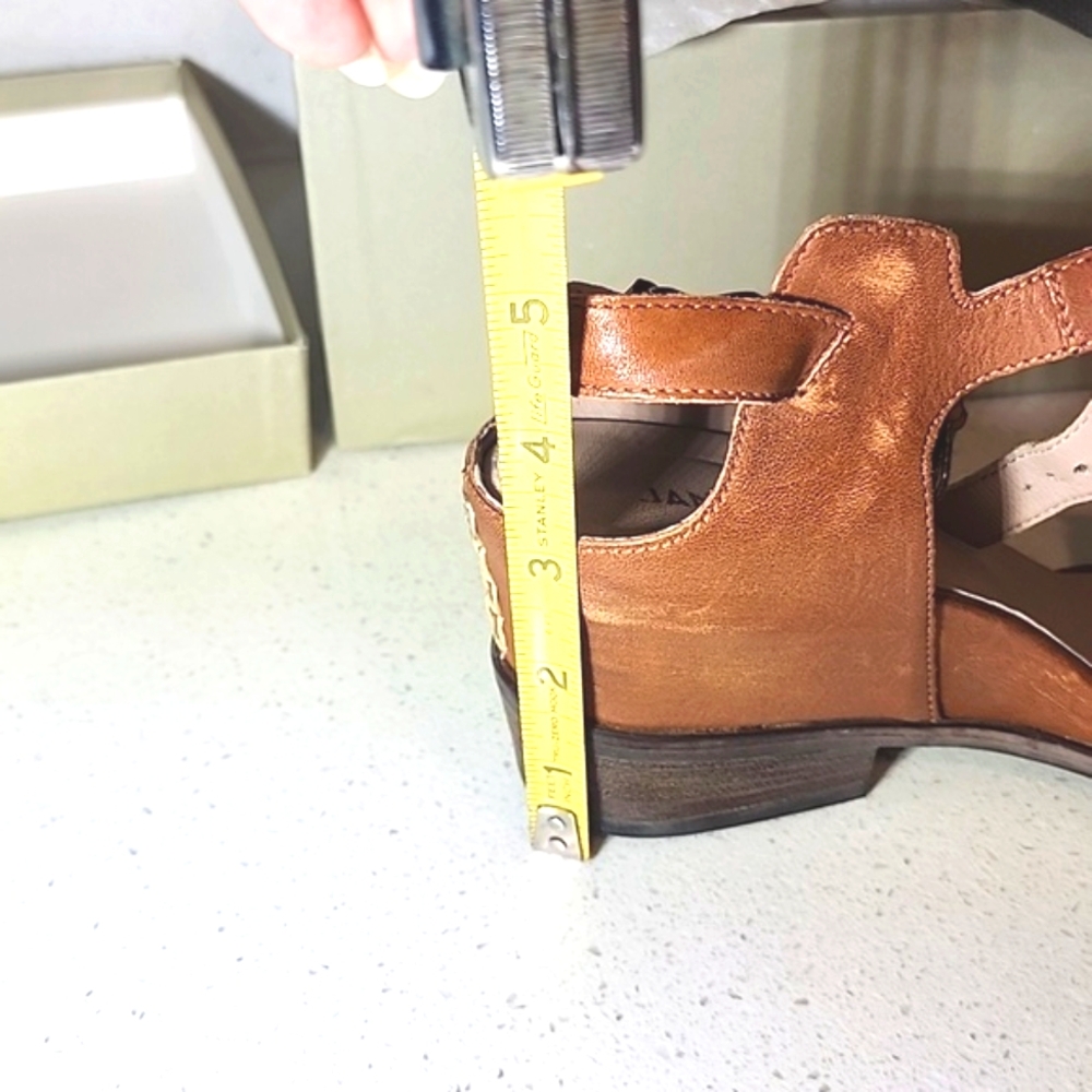 Janet & Janet Leather Women's Tan Sandals. Made In Italy. With Box And Dust Bag. - Picture 12 of 13